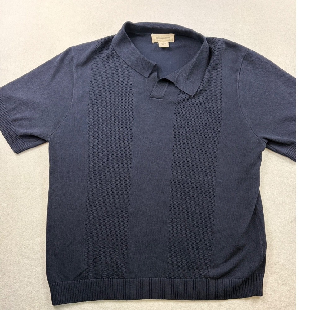 Frederik Anderson Copenhagen Men XL Navy Blue Knit Polo Old Money Minimalist
